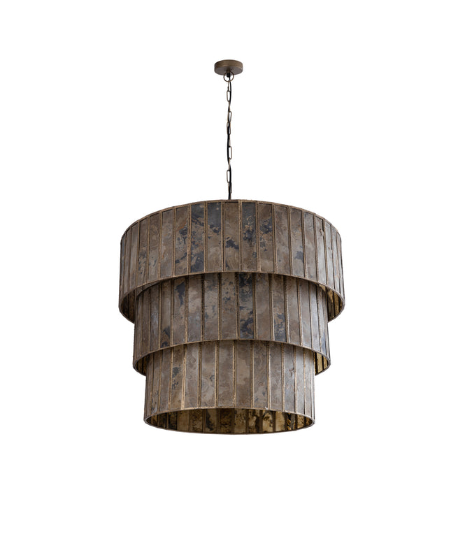 Levan Brass stone veneer hanging lamp 3 layers