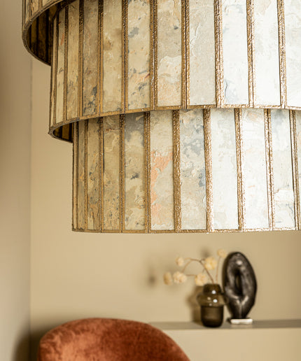 Levan Brass stone veneer hanging lamp 3 layers