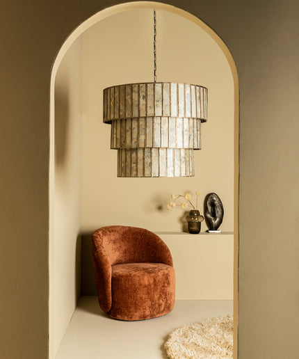 Levan Brass stone veneer hanging lamp 3 layers