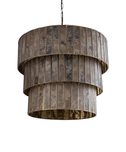 Levan Brass stone veneer hanging lamp 3 layers