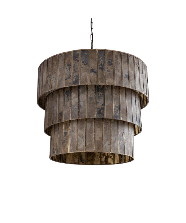 Levan Brass stone veneer hanging lamp 3 layers