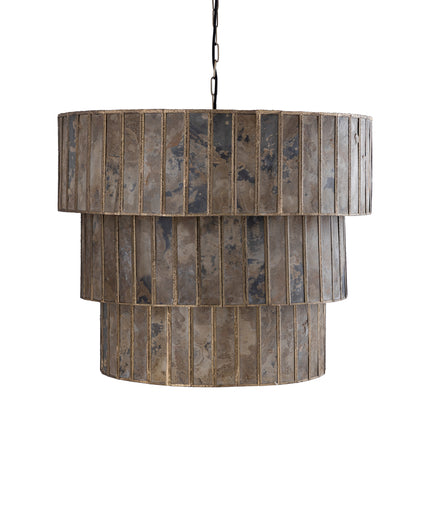 Levan Brass stone veneer hanging lamp 3 layers