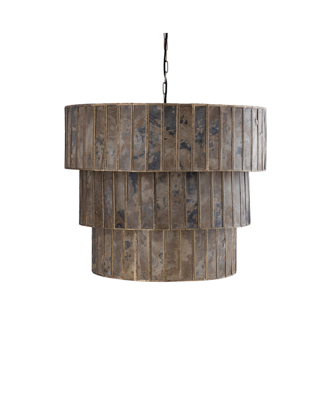 Levan Brass stone veneer hanging lamp 3 layers