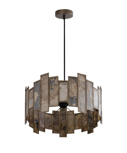 Levan Brass stone veneer hanging lamp round