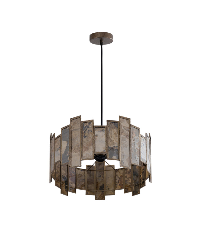 Levan Brass stone veneer hanging lamp round