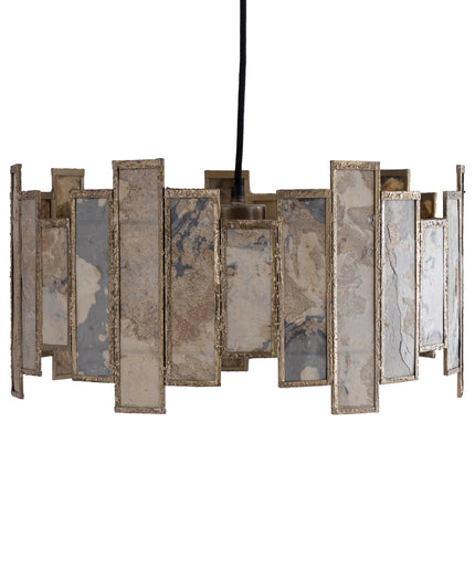 Levan Brass stone veneer hanging lamp round