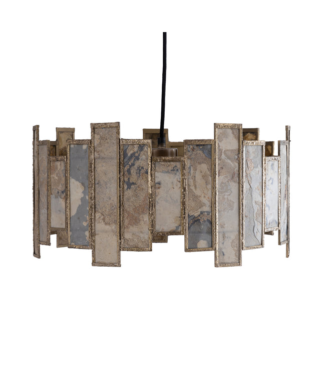 Levan Brass stone veneer hanging lamp round