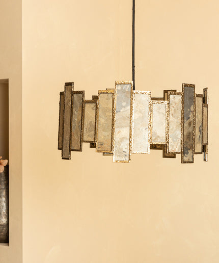 Levan Brass stone veneer hanging lamp round