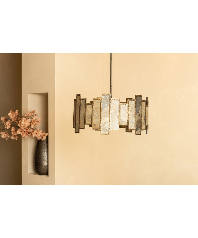 Levan Brass stone veneer hanging lamp round
