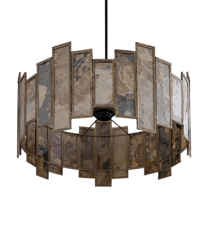 Levan Brass stone veneer hanging lamp round