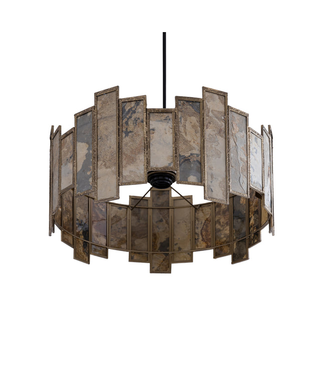 Levan Brass stone veneer hanging lamp round