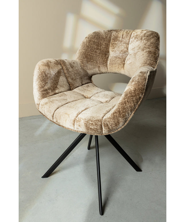 Link Dining chair beige fabric with metal legs