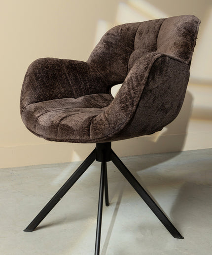 Link Dining chair dark grey fabric with metal legs