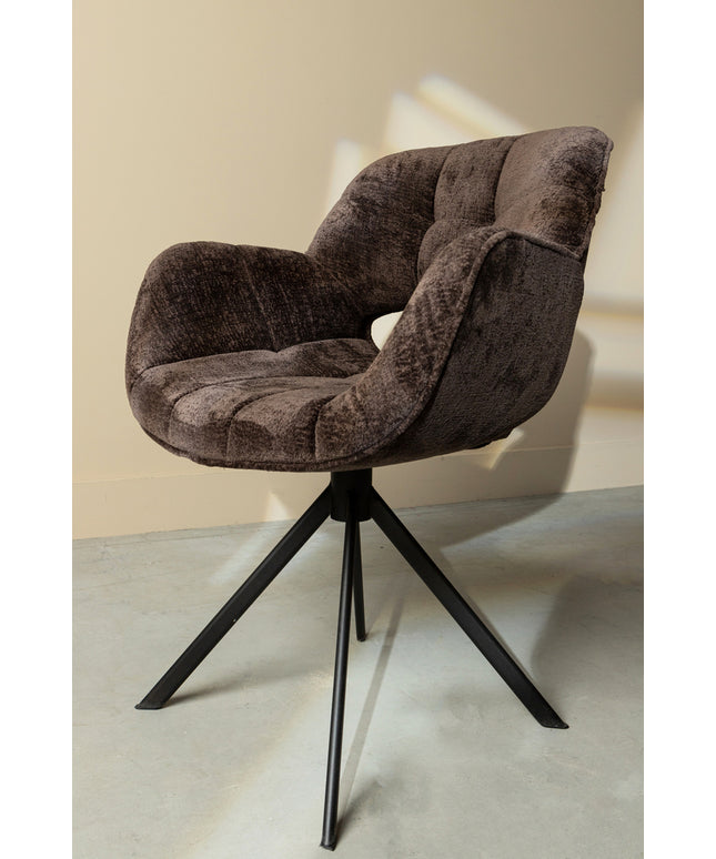 Link Dining chair dark grey fabric with metal legs