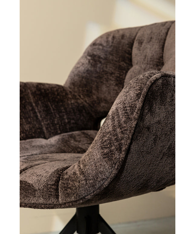 Link Dining chair dark grey fabric with metal legs