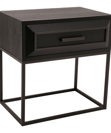 Lixly Black wood iron frame bedside cabinet