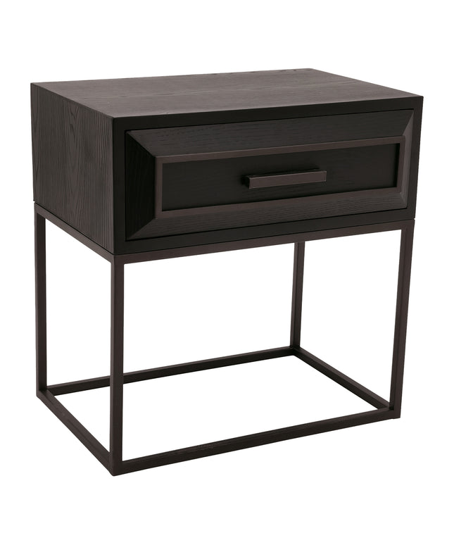 Lixly Black wood iron frame bedside cabinet