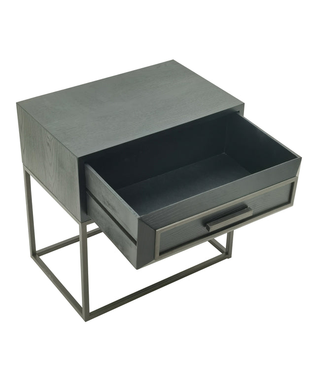 Lixly Black wood iron frame bedside cabinet
