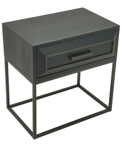 Lixly Black wood iron frame bedside cabinet
