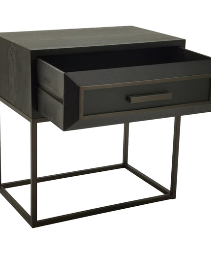 Lixly Black wood iron frame bedside cabinet