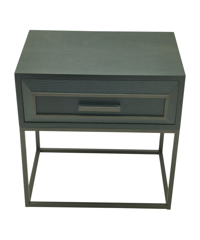 Lixly Black wood iron frame bedside cabinet