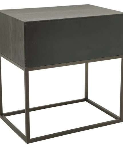 Lixly Black wood iron frame bedside cabinet