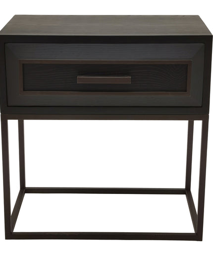 Lixly Black wood iron frame bedside cabinet