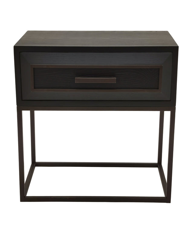 Lixly Black wood iron frame bedside cabinet