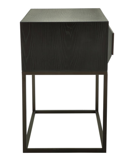 Lixly Black wood iron frame bedside cabinet