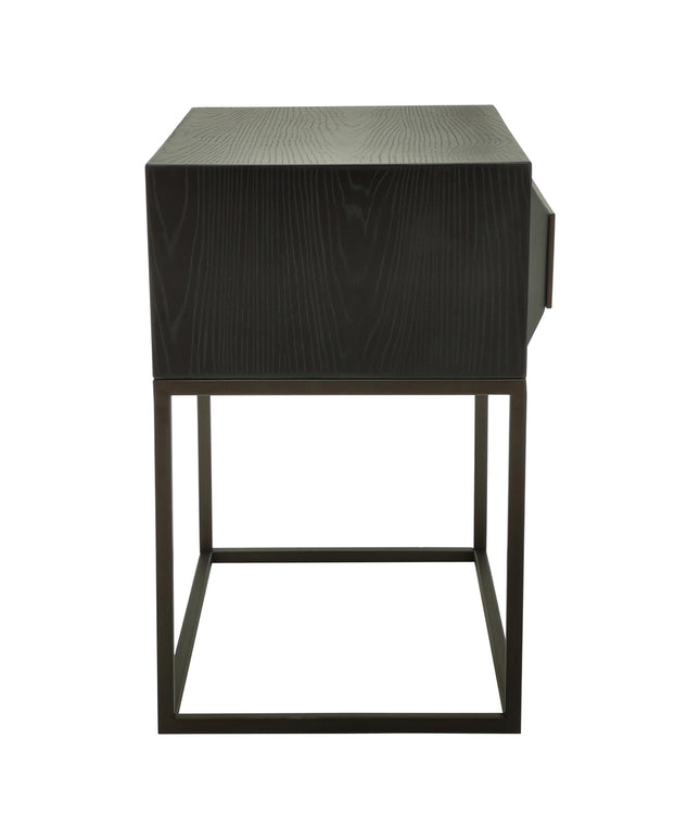 Lixly Black wood iron frame bedside cabinet