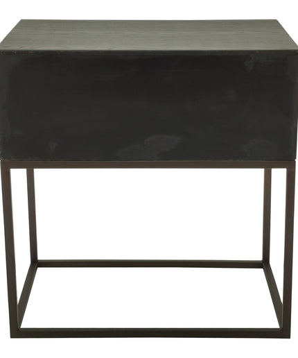 Lixly Black wood iron frame bedside cabinet