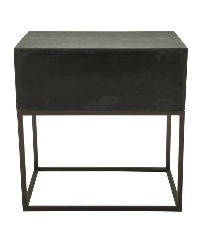 Lixly Black wood iron frame bedside cabinet