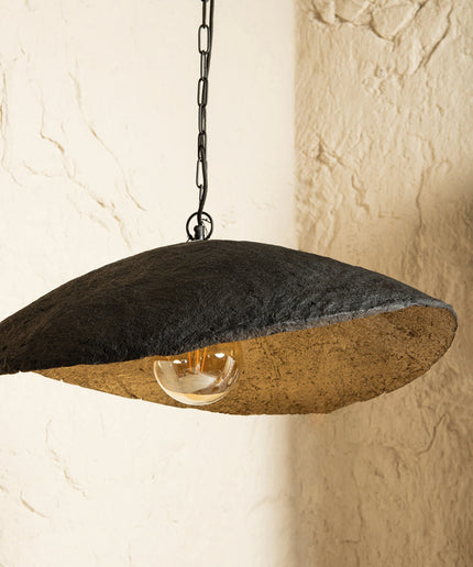 Majid Black paper machee wave lamp gold inside