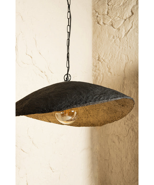 Majid Black paper machee wave lamp gold inside