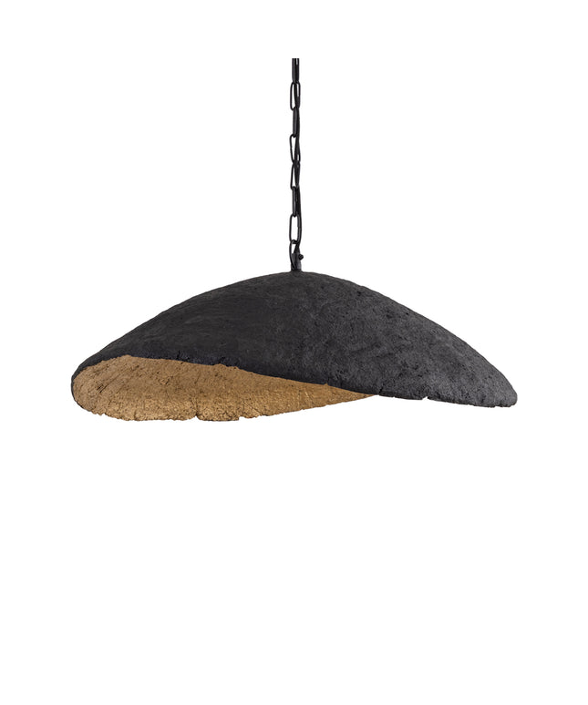 Majid Black paper machee wave lamp gold inside