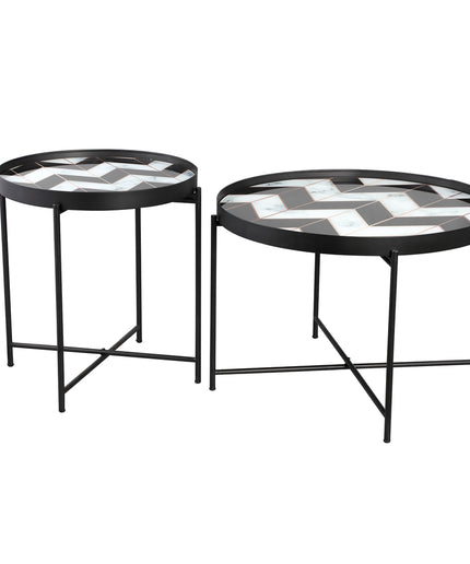 Marcela Black metal tray table angular print SV2