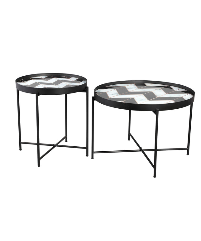 Marcela Black metal tray table angular print SV2