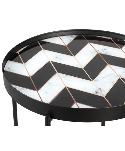 Marcela Black metal tray table angular print SV2