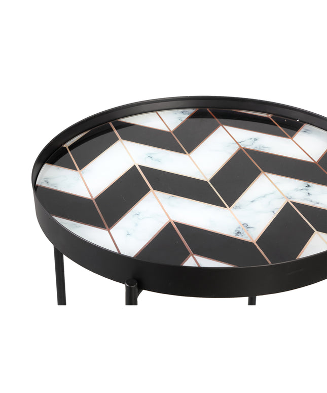 Marcela Black metal tray table angular print SV2