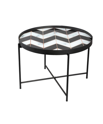 Marcela Black metal tray table angular print SV2