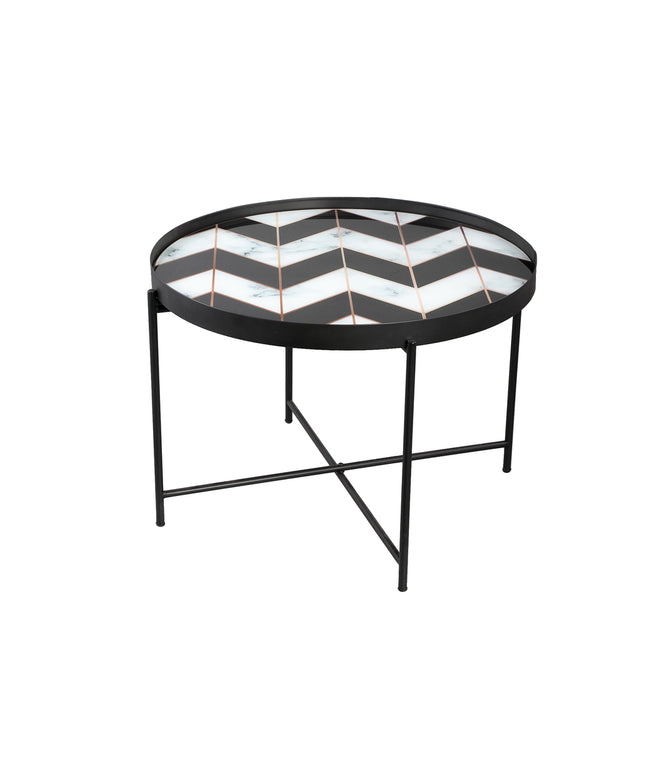 Marcela Black metal tray table angular print SV2