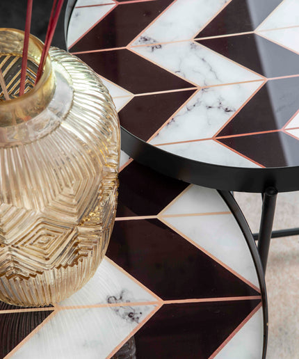 Marcela Black metal tray table angular print SV2