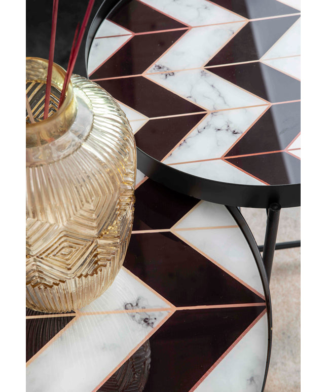 Marcela Black metal tray table angular print SV2