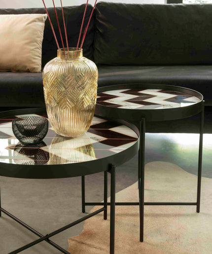 Marcela Black metal tray table angular print SV2