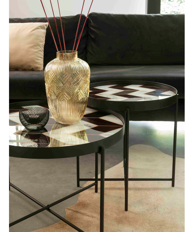 Marcela Black metal tray table angular print SV2