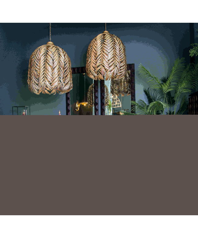 PTMD Mea Goud hanglamp metaal met palm blad design