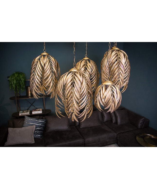PTMD Mea Goud hanglamp metaal met palm blad lang S