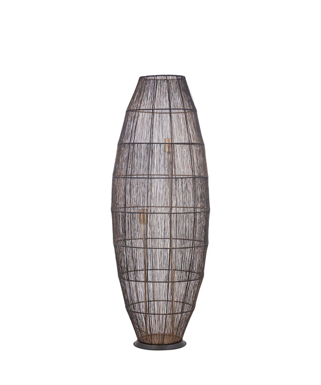 Meilo Black iron wired floor lamp gold inside larg