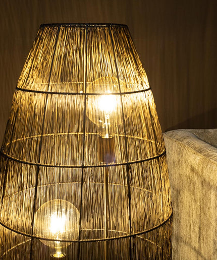 Meilo Black iron wired floor lamp gold inside larg