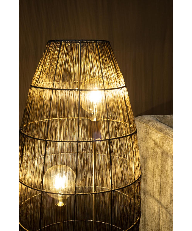 Meilo Black iron wired floor lamp gold inside larg